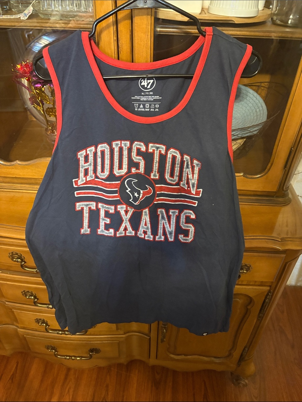 '47 Women's Houston Texans Navy Tank with Red Trim
